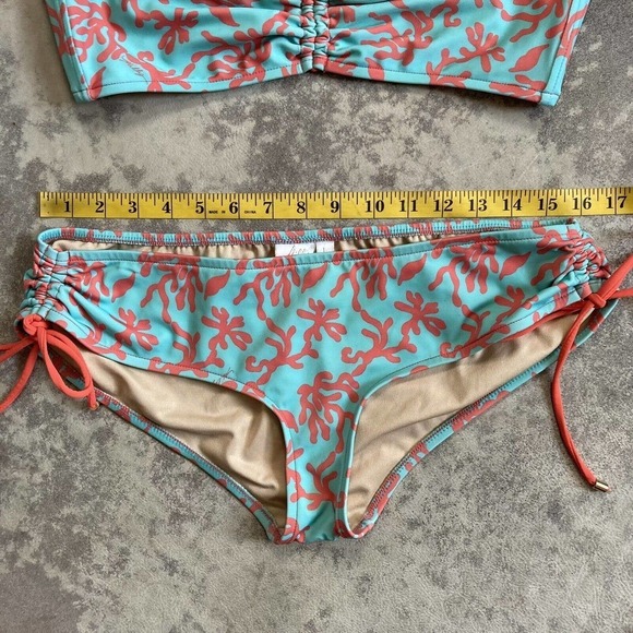 Milly Cabana 2 Piece Bikini Swimwear Coral Print Size m Top, L bottom - Picture 3 of 10